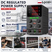 KUAIQU OCP/OVP Labor-DC-Netzteil 30V10A 60V5A 120V3A Einstellbares Tisch-Netzteil mit Ausgangsschalter, geeignet für Produktionslinien-Tests, Elektroniktests, Burn-in-Tests, PCB-Wartung,