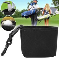 1PCS Black golf cleaning bag, portable diving material simple golf cleaning bag, firm hook, golf club wiping ba