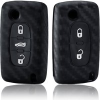 Carbon Fiber Silicone Car Key Cover for Citroen C2 C3 C4 C5 C6 Xsara Berlingo Peugeot 207 307 308 407 607 807 Protector Fob