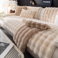 Thicken Imitation Rabbit Fur Plush Sofa Slipcover Non-slip Soft Sofa Towel Couch Cushion Cover for Living Room Modern Home Decor image 4