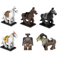 Plastic Blocks Mini Blocks Action Figures War Medieval Knight Horse Wolf Saddle Bridle Toy Blocks For Children