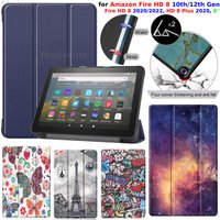 For Amazon Fire HD 8 Case 10th 12th Gen 2020 2022 HD 8 Plus 8'' PU Leather Stand Cover Sleep/Wake Shockproof Kindle Fire Funda