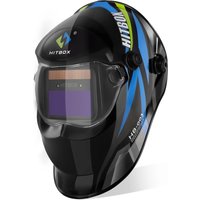 HITBOX Welding Helmet Fast Darkening 3.64x1.77 inch Large Viewing Welding Hood True Color Solar Battery Powered Welder Mask Cap