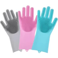 Magic Silicone Gloves Cleaning Dishwashing Scrubber Dish Washing Sponge Rubber Silicone Gloves For Kitchen Cleaning Tools Home