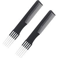 2pcs black hair comb - stainless steel metal fork pulling and tearing comb double headed hair comb, Special for real hair wigs