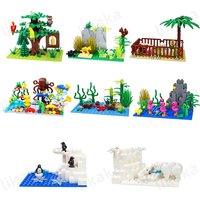 Stadt Bauernhof Tiere Bausteine Natur Tiere Fisch Otter MOC Unterwasser Welt Fisch Delphin Octopus Set DIY Spielzeug für Kinder Geschenk