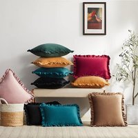 Velvet Ruffle Cushion Cove Plush Soft Solid Color Pillowcase Home Decorative For Bedroom Sofa Car Chair 30x50/45/50cm