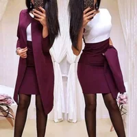 BWQ Women's Skirt Suits Blazer Work Pantsuits OL Business Uniform Formal 2 Piece Blazer Suits Office Ladies Blazer Pencil Skirt