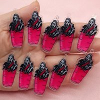 10pcs acrylic Halloween skull beverage bottle pendant, DIY jewelry making earrings, necklaces, keychains, accessories
