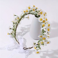 1pc White Daisy Tie Headband, Suitable for Parties, Gatherings, Festivals, and Beach Weddings