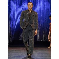 Luxury Crystals Beaded Men Suits 2 Piece Blazer+Pants Black Prom Wedding Tuxedos Coat Custom Made Formal Office Jacket Trousers