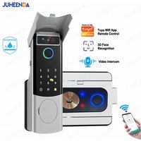 Tuya WiFi APP Double-Sided Fingerprint Smart Lock Waterproof Gate Iron Door RFID Digital Face Recognition Lock Video Intercom