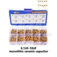 10Values 0.22UF 0.33UF 0.47UF 0.68UF monolithic ceramic capacitor 0.1UF-10UF kit 0.15UF each 50PCS 1UF 2.2UF 4.7UF