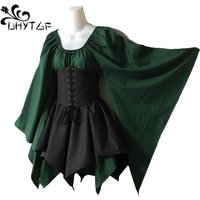 5XL Adult Medieval Elf Fairy Elven Costume Splicing Celtic Princess Dress Women Lace Up Waist Cincher Corset Party Dresses 2472