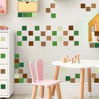 Cartoon Pixel Block Square Wall Sticker Video Game Zone Wall Decals Bedroom Playroom Kids Home Decor