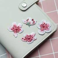 4pcs/Lot Small Peach Blossom Embroidery Patches, Elegant Iron On for Clothes Bags Hats DIY Multi-color