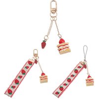 Fashion Strap Hang Rope Charm Bag Pendant Cute Strawberry Cake Mobile Phone Lanyard