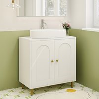 Under Sink Bathroom Cabinet, Storage Cabinet with Adjustable Shelf And 2 Doors Bathroom Sink Unit for Washbasins with Pedestal, with Feet, Bathroom Vanity Unit, White
