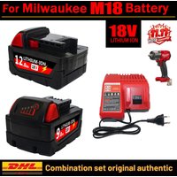 Suitable for Milwaukee M18 power tool battery, charger BR, XC, 18V, 6.0Ah9.0Ah.12.0Ah M18B5, 48-11-1860, genuine 18650 battery
