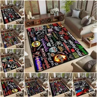 Band Logo Musik Rock and Roll Muster Teppich für Wohnzimmer Schlafzimmer rutschfeste weiche Teppich Küche Bodenmatte Eingang Fußmatte