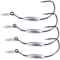 Anti-snagging Weighted Offset Hook with Spring Lock Pin Lead Belly Crank Fishhooks for Soft Worm Lure Texas Rig Bass 2.5g 3.5g