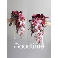 Wedding Bouquet Bridal Artificial Silk Flowers Foam Roses Bouquet Lace Decoration Natural Wedding Flowers