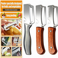 1/2pcs Multi-Functional Peeler with Solid Wood Handle Stainless Steel Sharp Slicer for Quickly Peeling Essential Kitchen Tool