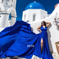 RFYR Royal Blue Evening Dress Flying Dress Prom Dress Halter High Slit Long Train Party Dress for Women فساتين منا Customized