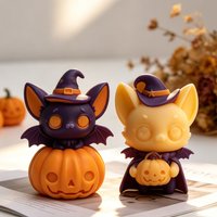 Halloween Pumpkin Bat Design Silicone Mold DIY Plaster Casting Cartoon Bat Ornaments Molds Halloween Candle Making Supplies
