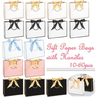 10-60Pcs Gift Paper Bags with Handles Wedding Welcome Bags Thank You Gift Bags with Bow Ribbon for Bridal/Birthday/Holiday
