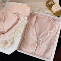 New Ice Silk Pajamas Women's Summer Simple Ins High Value Sweet Girl Short-Sleeved Pajamas Homewear Summer Women's Clothing