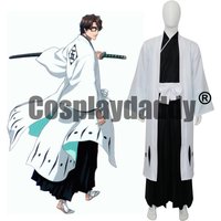 IN STOCK Sosuke Aizen Cosplay Costume Anime Soul Society Sousuke Aizen 5th Division Captain Shinigami Shihakusho Kimono Outfit