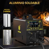 HZXVOGEN HVM270 6-in-1 Aluminium-Schweißgerät mit Schneid-/Gas-MIG/Gaslosem MIG/HF TIG/MMA Digitalanzeige 2T/4T Inverter für Edelstahl