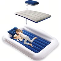 Portable Inflatable Toddler Travel Guardrail Air Mattress Mattress for Kids- Summer Outdoor Beach Sleeping Pad WIth Flocking