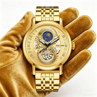 1pc Men's Golden Dragon Watch, Classic Tourbillon Automatic Mechanical Watch, Set with Diamonds, Luminous Hands, Stainless Steel
