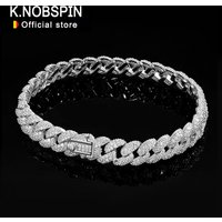 KNOBSPIN 8mm Cuban Bracelet 100% s925 Sterling Silver Plated 18k Lab Grow Zircon Diamond Tennis Bracelets for Women Man