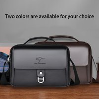 Breathable Shoulder Bag for Men, Waterproof PU Leather Briefcase, Multi-pocket Crossbody Purse for Office & Commute