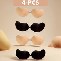 4 Pairs Strapless Backless Push-Up Bras, Silicone Adhesive Invisible Underwear, Seamless Lift Support for Women