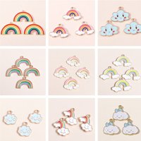 20pcs Cute Enamel Rainbow Clouds Charms Pendants for Jewelry Making Necklaces Earrings Bracelets Accessories DIY Crafts Supplies
