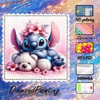 1 piece - Potdemiel-5D-DIY - Flocking cloth - Special drill - Diamond painting set - Bear, flower - Diamond art