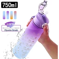 900ml Sports Bottle with Time Scale Outdoor Gradient Color Sports Bottle Portable Fitness Motivational Straw Mug BPA Free