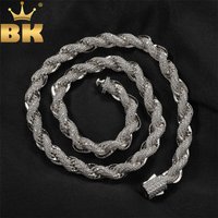 THE BLING KING 8mm CZ Twist Rope Chain Spring Clasp Necklace Micro Paved 5A Cubic Zirconia Bracelet HipHop Fashion Jewelry