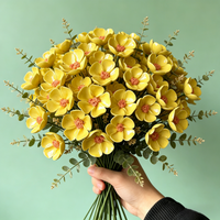 10Pcs Waterproof Yellow Ceramic Flower Stems, Minimalist Everlasting Florals for Modern Interior Styling