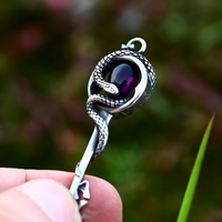 Fashion Stainless Steel Key Pendant With Stone Necklaces Punk Vintage Snake Necklaces For Men Women Creative Amulet Jewelry Gift