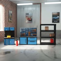 1:43/64/87 Car Repair Workshop Workbench Garage Tool Scene Model Props Display 3D Printing Diorama