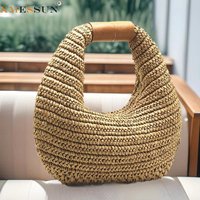 XMESSUN Summer New Drawstring Straw Woven Handbag for Women,Fashion Designer Female Casual Beach Vacation Shoulder Bag A686