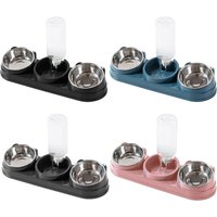Triple Cat Bowl, Pet Food And Water Bowl, Tilted at 15°, 3 in 1, for Wet And