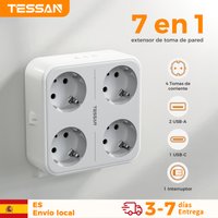 Regleta de alimentación TESSAN 7 en 1 con 4 tomas de CA y 3 puertos USB, protección contra sobrecarga para el hogar y la oficina