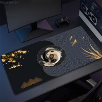 Japanese Desk Mats Fish Mousepad Black Gold Large Gaming Deskmat Kawaii Mouse Pad Office Desks Decor Anime Aesthetics Table Mat