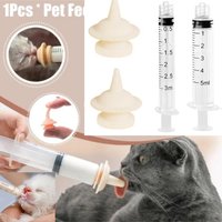 Newborn Pets Pacifier Syringe Set Detachable Needle Tube Food Grade Soft Silicone Dogs Cats Feeding Device Pets Feeder Supplies